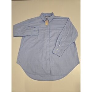 BODEN Sienna Cotton Button Up Shirt Long Sleeve Women's Blue US 4 UK 8